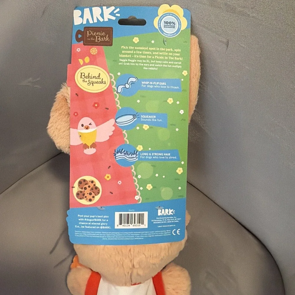 BARK Spring Picnic in the Bark Veggie Reggie Dog Animal Plush Toy For All Dog Sz